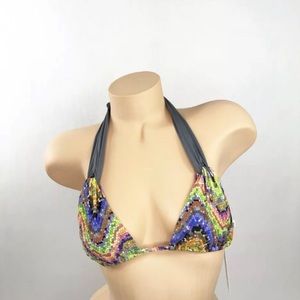 Medium triangle bikini top multicolor pattern